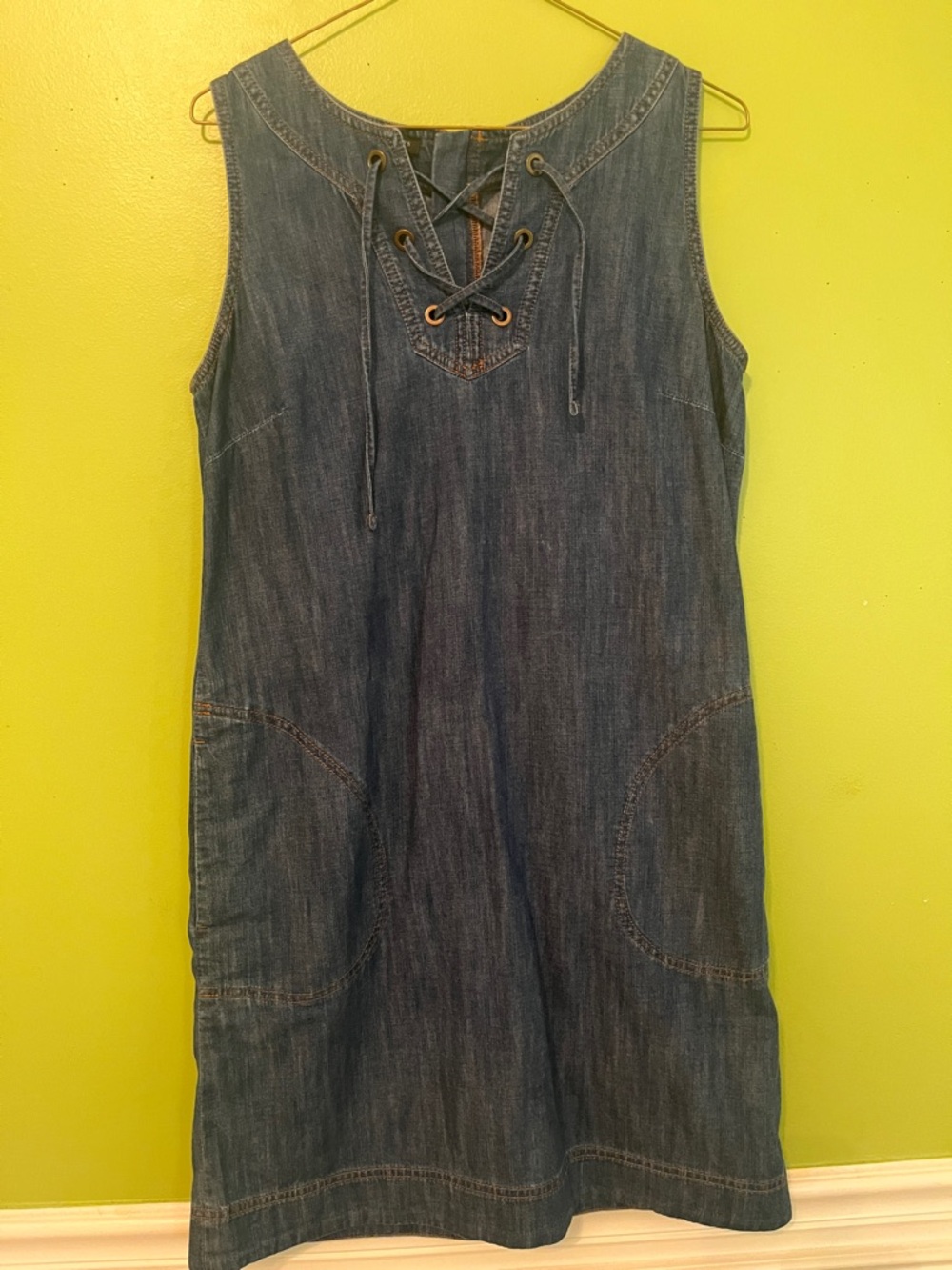 Talbots Denim Lace Up Shift Dress - Picture 4 of 9